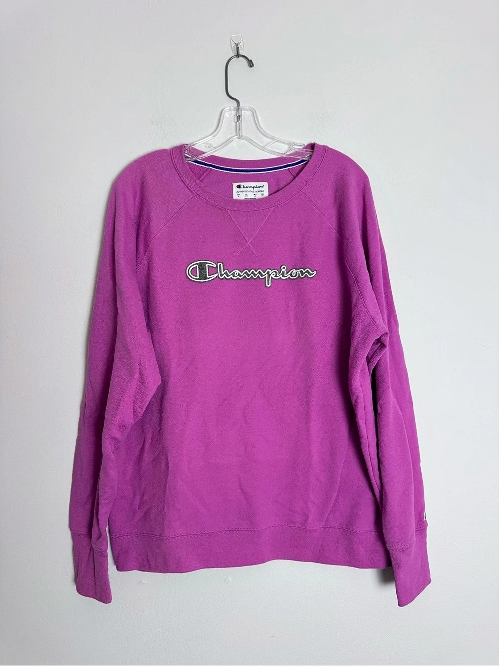 Champion Script Logo Crewneck Sweatshirt pink/purple XL